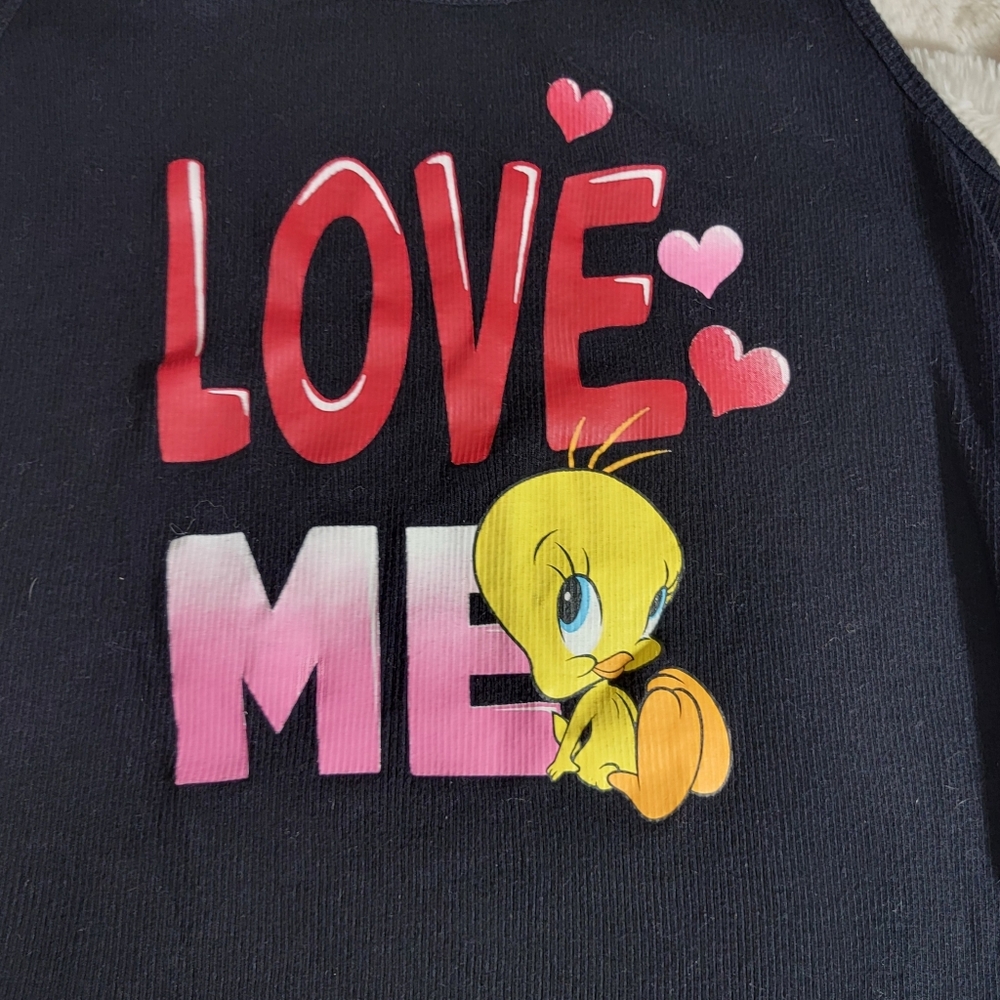 Tweety Looney Tunes Tank Top Women's Size Large Black "Love Me" Warner Bros - Picture 3 of 3